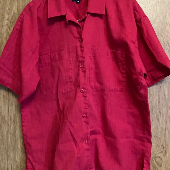 Lee Tops - Lee Women’s Vibrant Red Casual Button Down Shirt